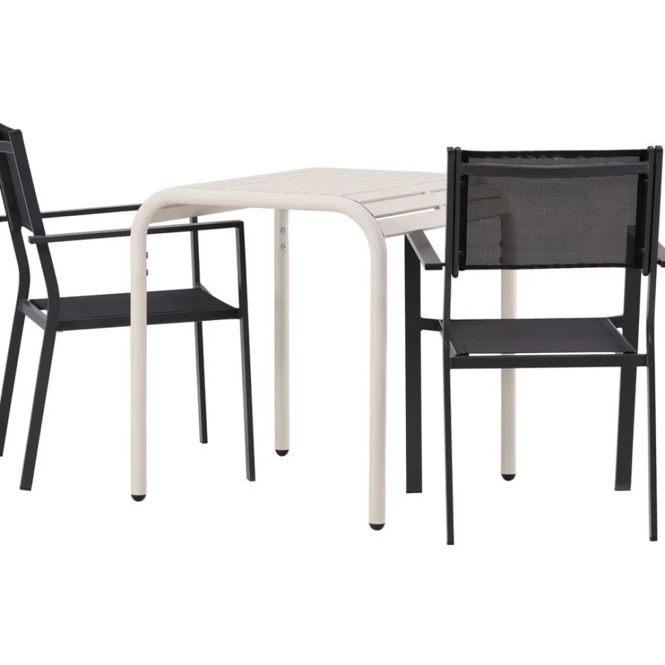 Parvekeryhmä Venture Home, 70x70cm beige Borneo-pöytä + 2 mustaa Copacabana-tuolia