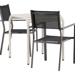 Parvekeryhmä Venture Home, 70x70cm beige Borneo-pöytä + 2 mustaa Copacabana-tuolia