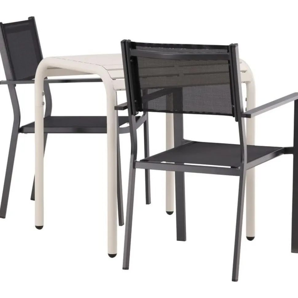 Parvekeryhmä Venture Home, 70x70cm beige Borneo-pöytä + 2 mustaa Copacabana-tuolia