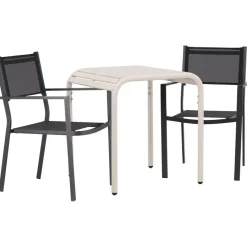 Parvekeryhmä Venture Home, 70x70cm beige Borneo-pöytä + 2 mustaa Copacabana-tuolia