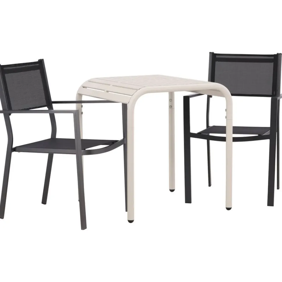 Parvekeryhmä Venture Home, 70x70cm beige Borneo-pöytä + 2 mustaa Copacabana-tuolia