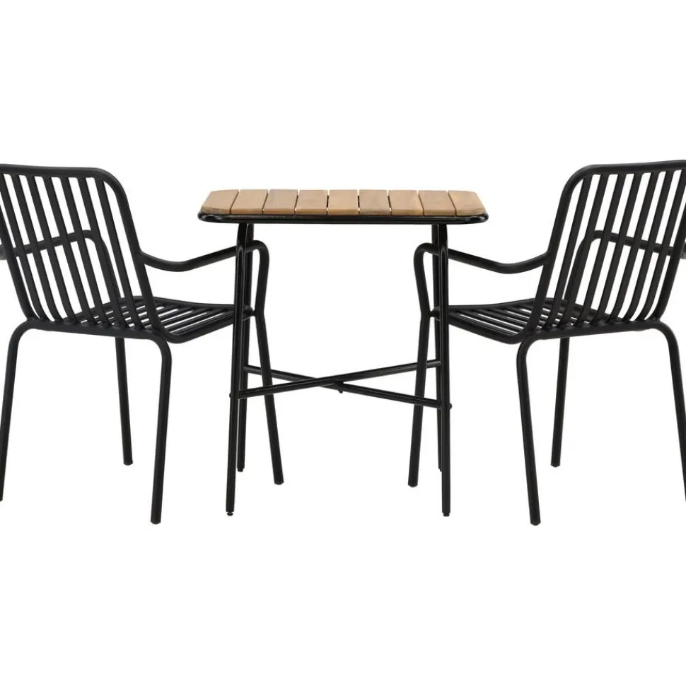 Parvekeryhmä Venture Home, 88x70cm Holmbeck-pöytä + 2 mustaa Peking-tuolia