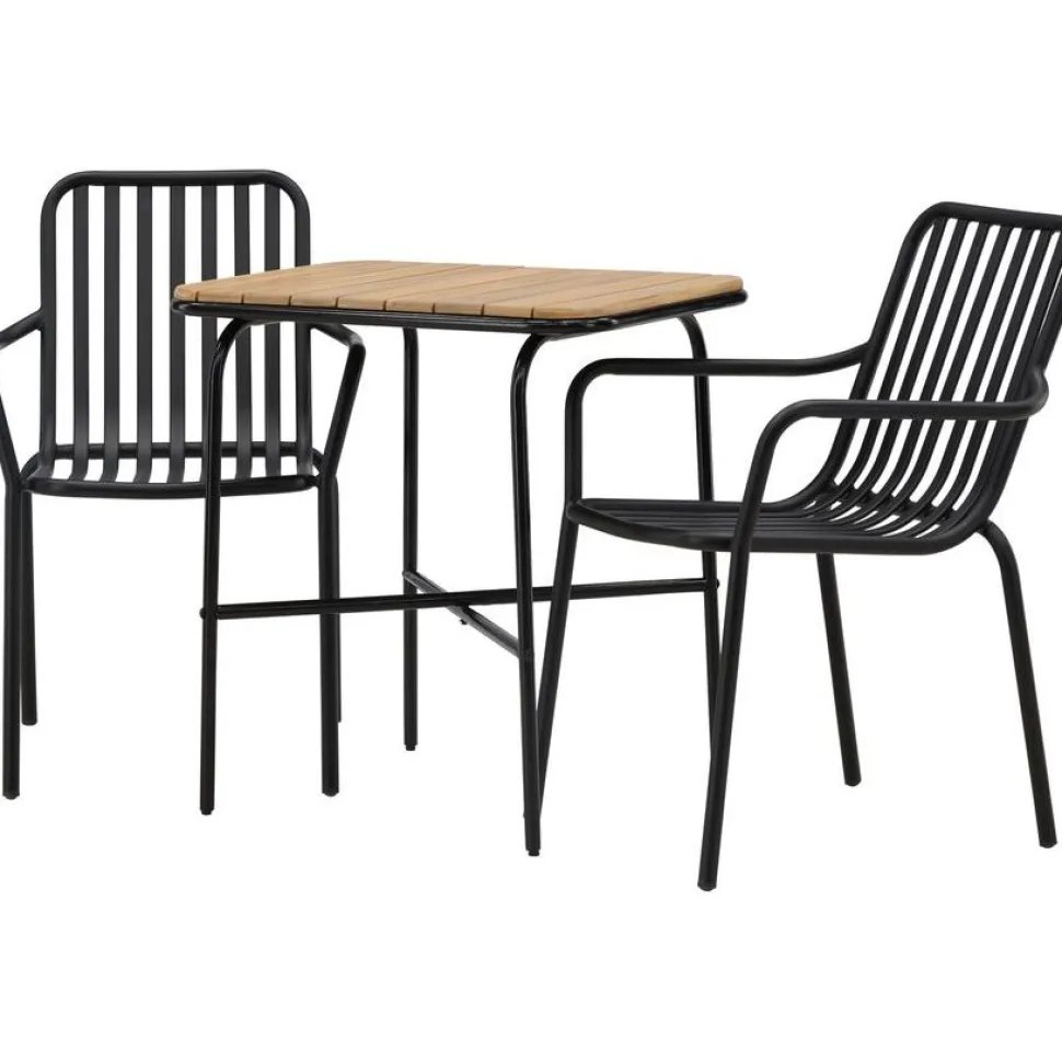 Parvekeryhmä Venture Home, 88x70cm Holmbeck-pöytä + 2 mustaa Peking-tuolia