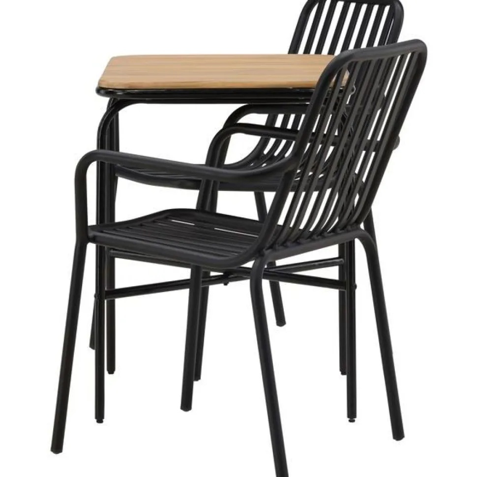 Parvekeryhmä Venture Home, 88x70cm Holmbeck-pöytä + 2 mustaa Peking-tuolia