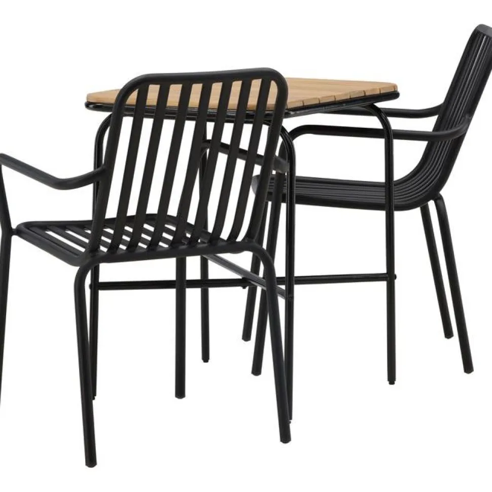 Parvekeryhmä Venture Home, 88x70cm Holmbeck-pöytä + 2 mustaa Peking-tuolia