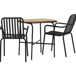 Parvekeryhmä Venture Home, 88x70cm Holmbeck-pöytä + 2 mustaa Peking-tuolia