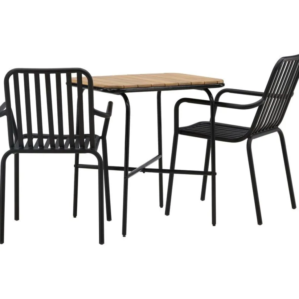 Parvekeryhmä Venture Home, 88x70cm Holmbeck-pöytä + 2 mustaa Peking-tuolia