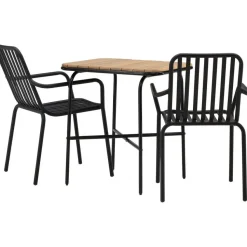 Parvekeryhmä Venture Home, 88x70cm Holmbeck-pöytä + 2 mustaa Peking-tuolia
