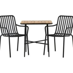 Parvekeryhmä Venture Home, 88x70cm Holmbeck-pöytä + 2 mustaa Peking-tuolia