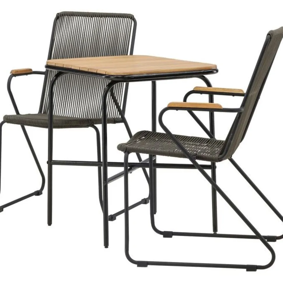 Parvekeryhmä Venture Home, 88x70cm Holmbeck-pöytä + 2 tummanharmaata Bois-tuolia