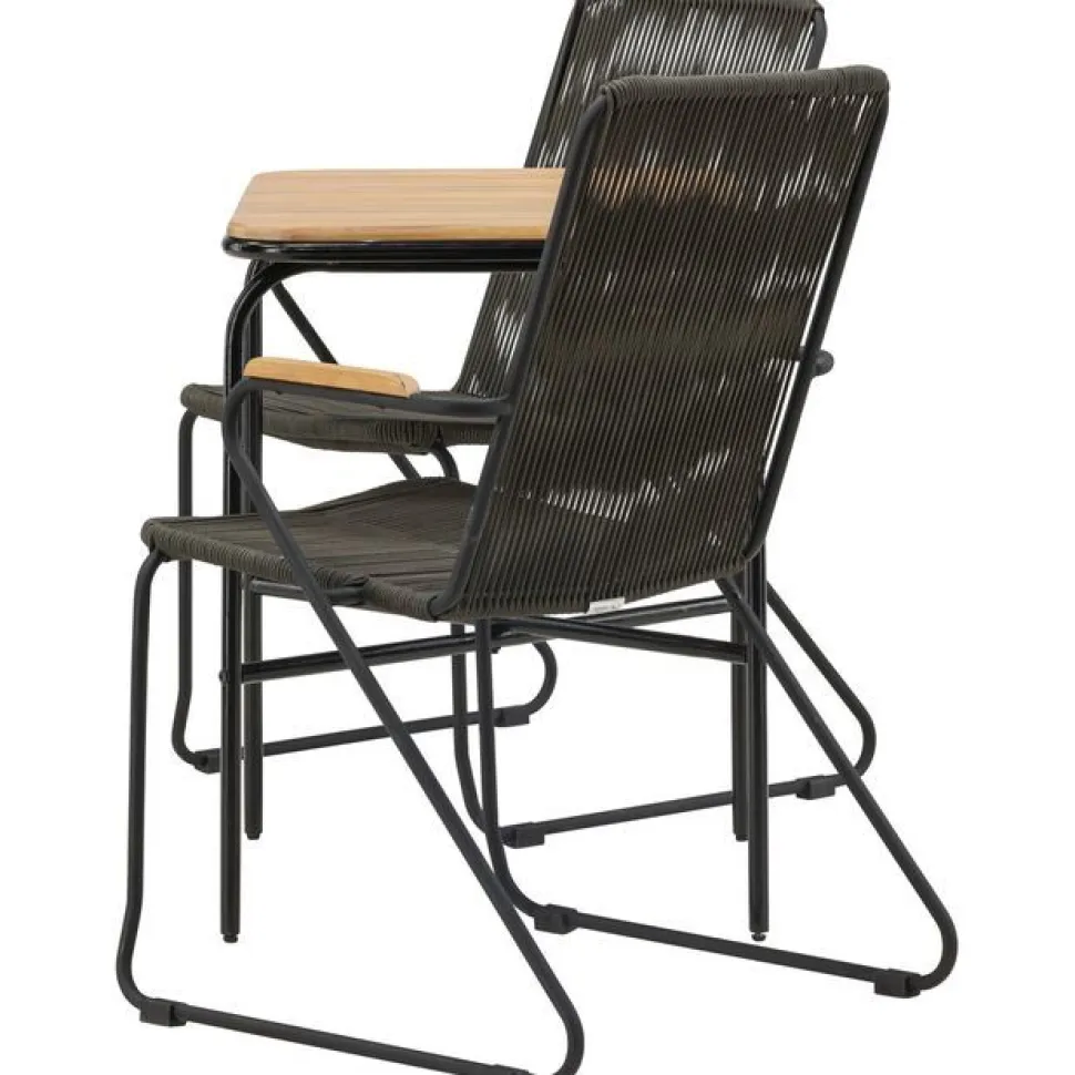 Parvekeryhmä Venture Home, 88x70cm Holmbeck-pöytä + 2 tummanharmaata Bois-tuolia