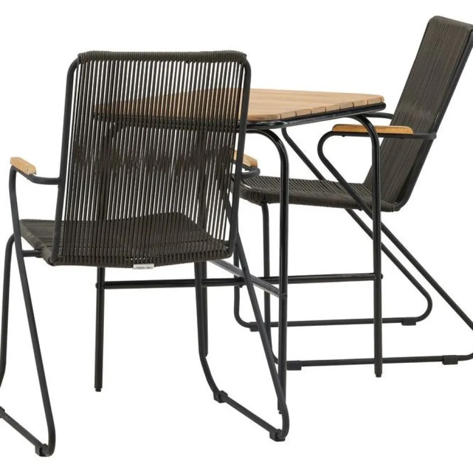 Parvekeryhmä Venture Home, 88x70cm Holmbeck-pöytä + 2 tummanharmaata Bois-tuolia