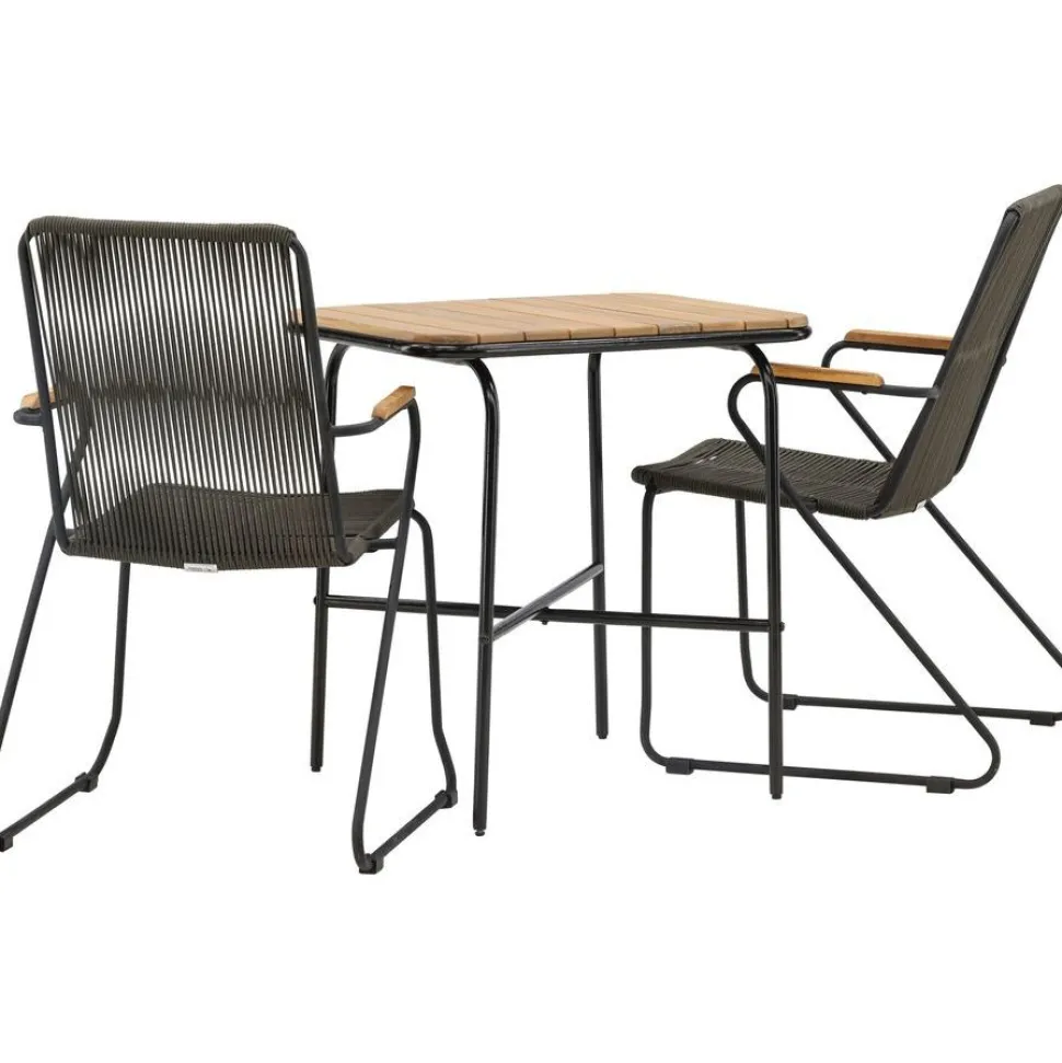 Parvekeryhmä Venture Home, 88x70cm Holmbeck-pöytä + 2 tummanharmaata Bois-tuolia
