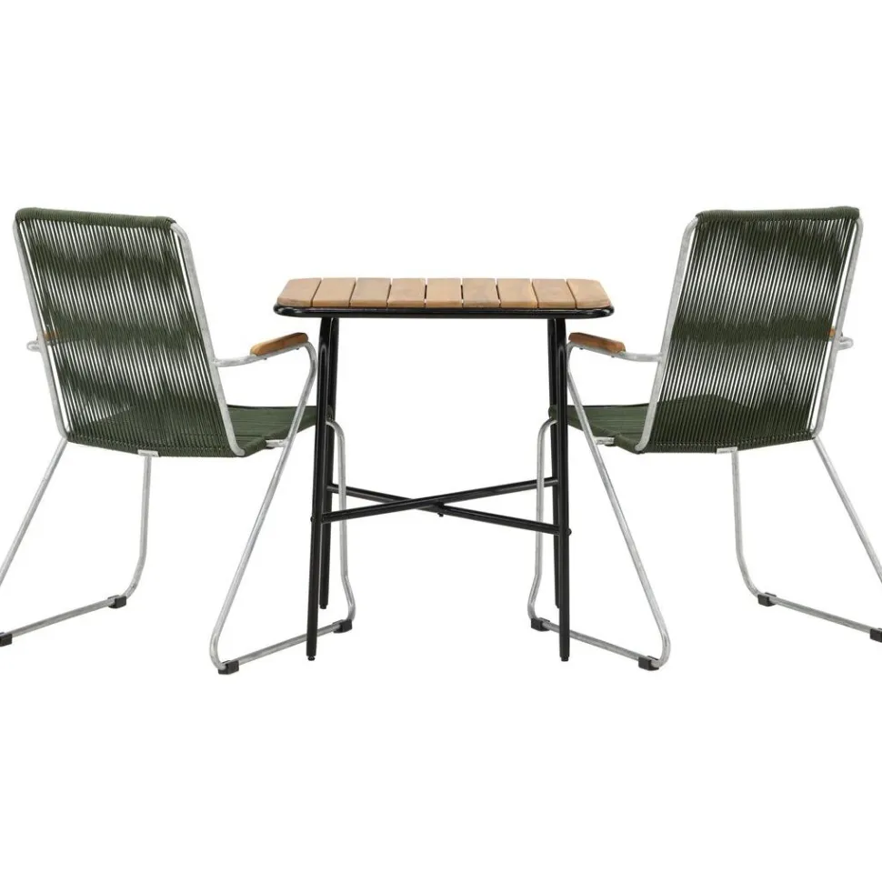 Parvekeryhmä Venture Home, 88x70cm Holmbeck-pöytä + 2 tummanharmaata Bois-tuolia