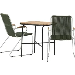 Parvekeryhmä Venture Home, 88x70cm Holmbeck-pöytä + 2 tummanharmaata Bois-tuolia