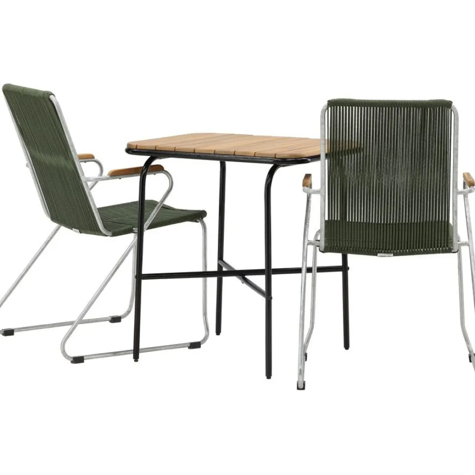 Parvekeryhmä Venture Home, 88x70cm Holmbeck-pöytä + 2 tummanharmaata Bois-tuolia