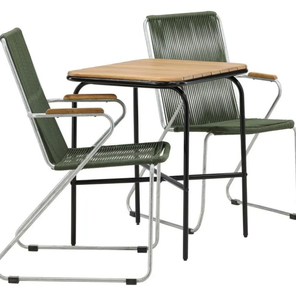 Parvekeryhmä Venture Home, 88x70cm Holmbeck-pöytä + 2 tummanharmaata Bois-tuolia