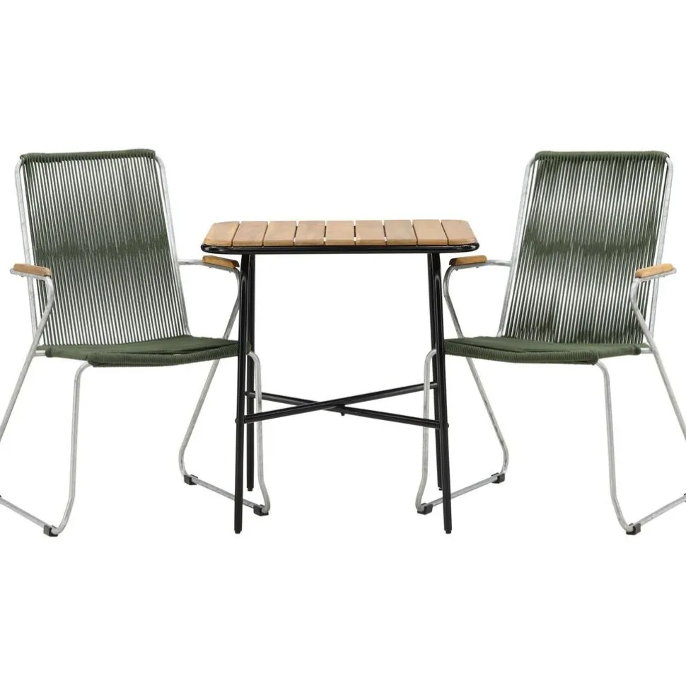Parvekeryhmä Venture Home, 88x70cm Holmbeck-pöytä + 2 tummanharmaata Bois-tuolia