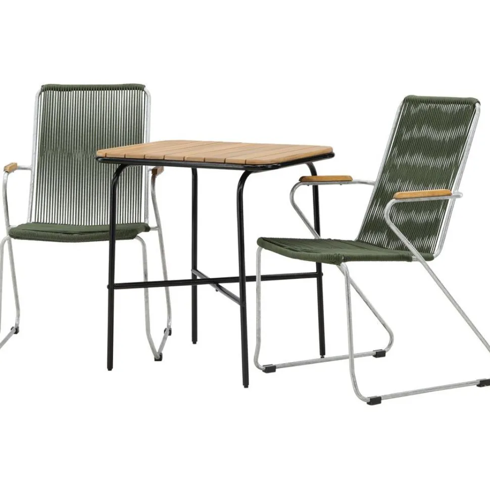 Parvekeryhmä Venture Home, 88x70cm Holmbeck-pöytä + 2 tummanharmaata Bois-tuolia