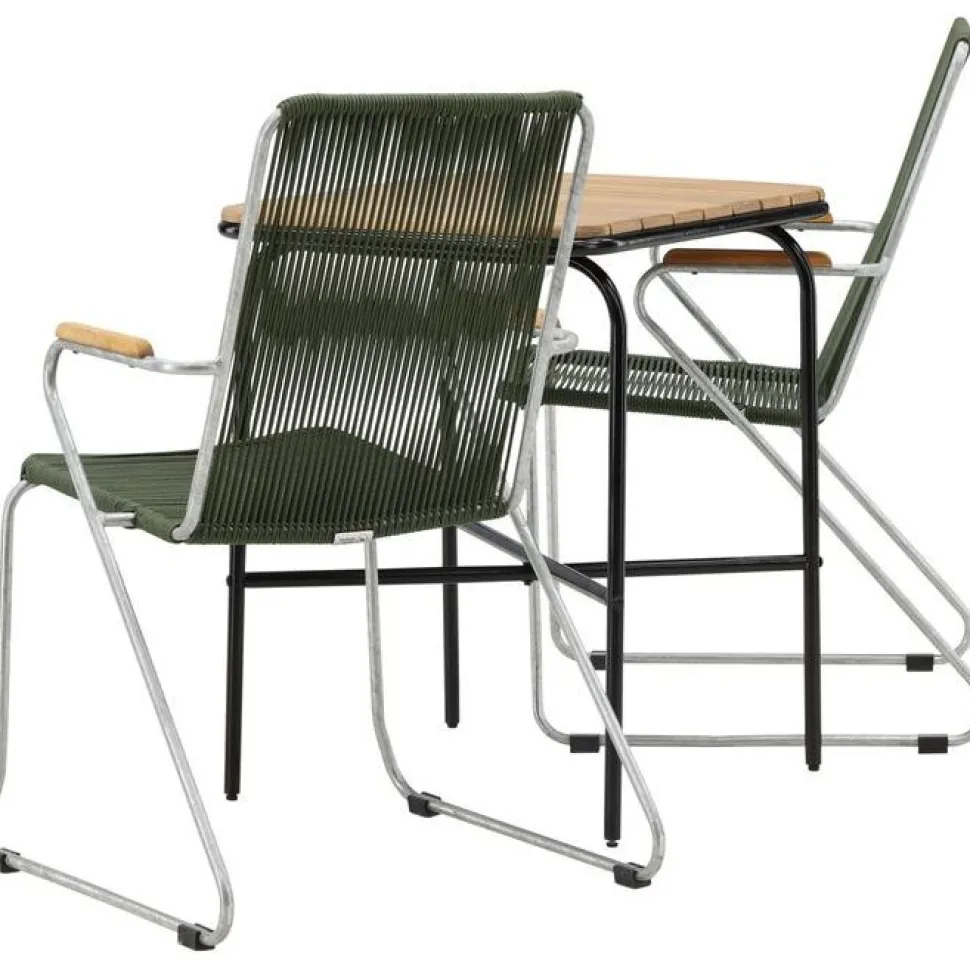 Parvekeryhmä Venture Home, 88x70cm Holmbeck-pöytä + 2 tummanharmaata Bois-tuolia