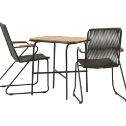 Parvekeryhmä Venture Home, 88x70cm Holmbeck-pöytä + 2 tummanharmaata Bois-tuolia