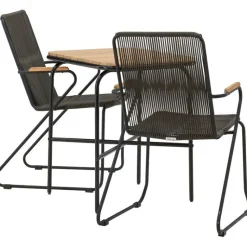 Parvekeryhmä Venture Home, 88x70cm Holmbeck-pöytä + 2 tummanharmaata Bois-tuolia