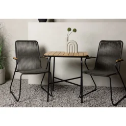 Parvekeryhmä Venture Home, 88x70cm Holmbeck-pöytä + 2 tummanharmaata Bois-tuolia