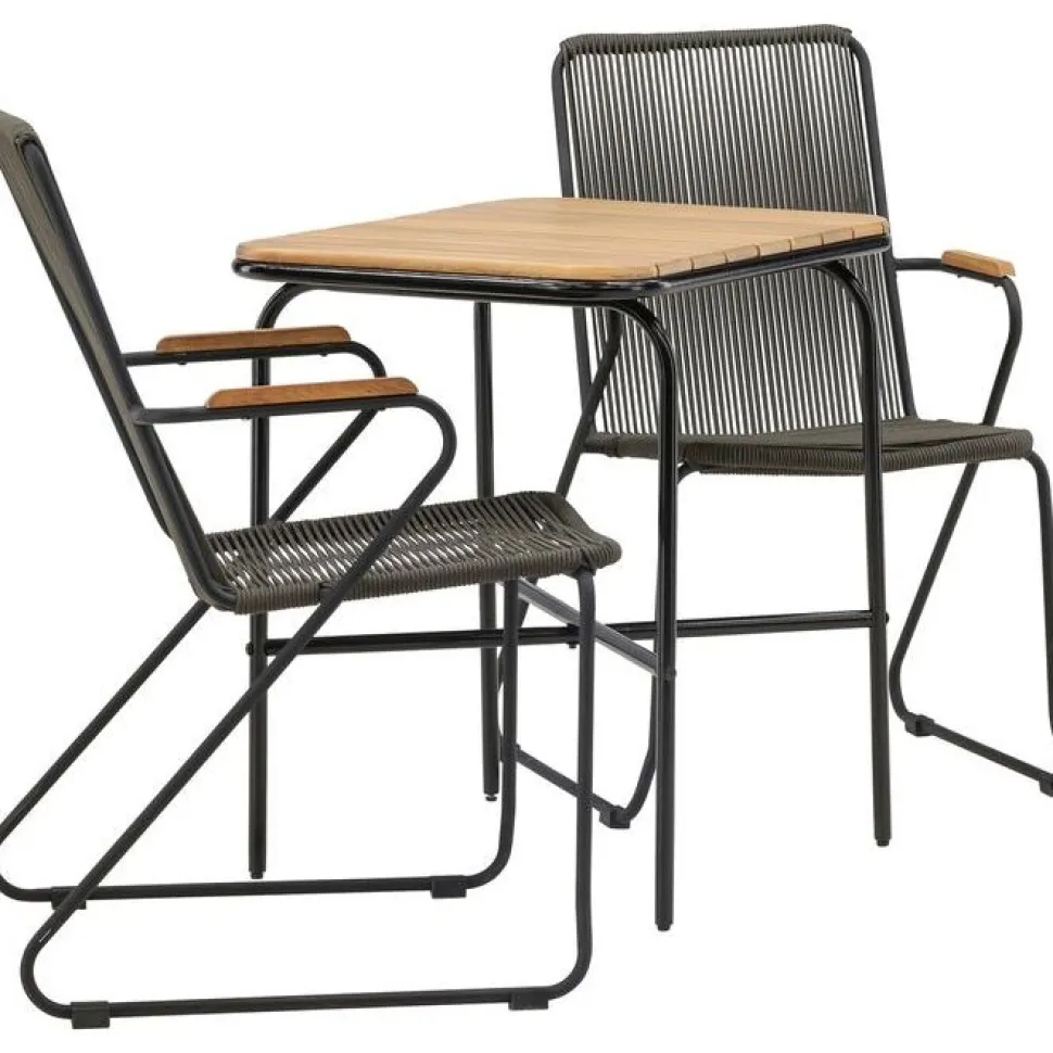 Parvekeryhmä Venture Home, 88x70cm Holmbeck-pöytä + 2 tummanharmaata Bois-tuolia