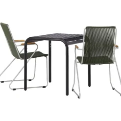 Parvekeryhmä Venture Home, 70x70cm musta Borneo-pöytä + 2 mustaa Bois-tuolia