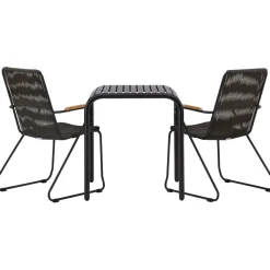 Parvekeryhmä Venture Home, 70x70cm musta Borneo-pöytä + 2 mustaa Bois-tuolia