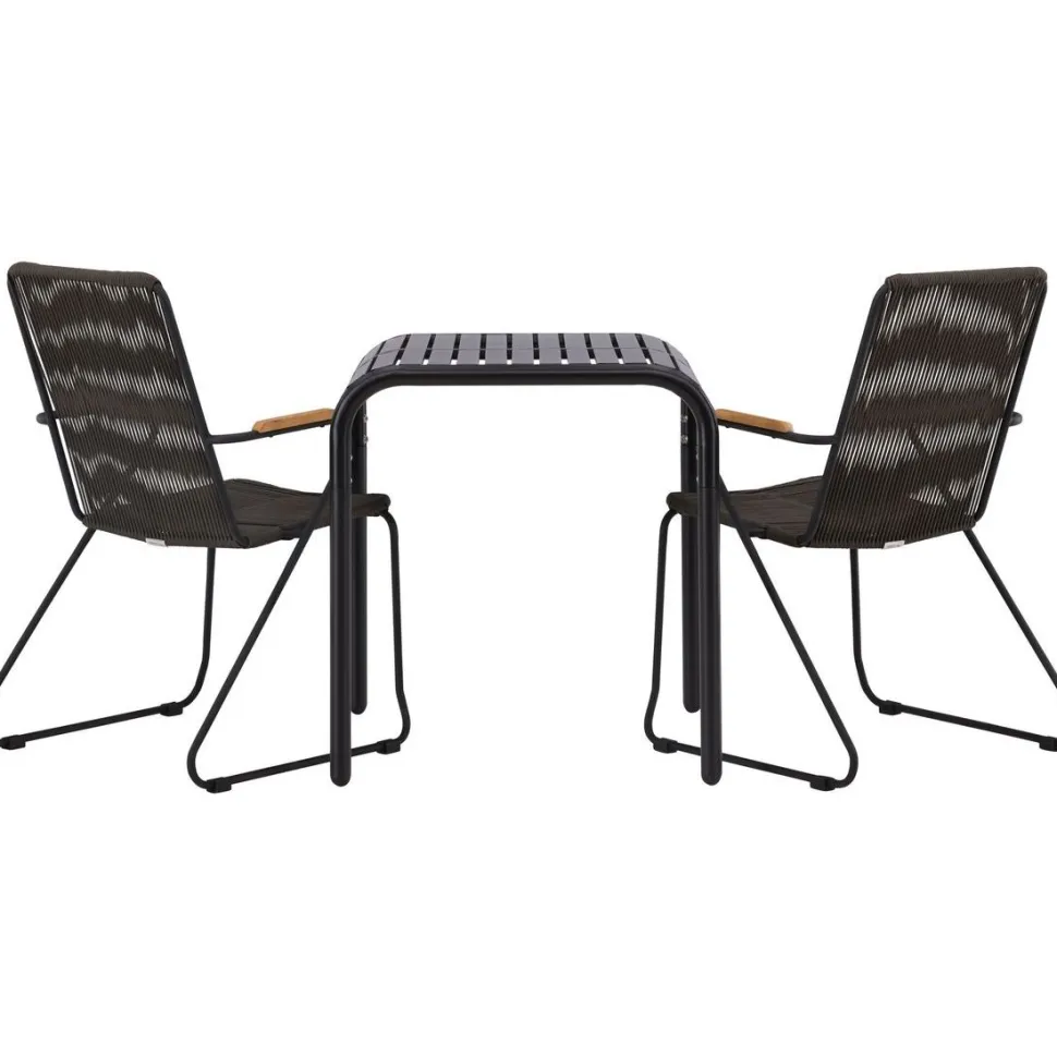 Parvekeryhmä Venture Home, 70x70cm musta Borneo-pöytä + 2 mustaa Bois-tuolia