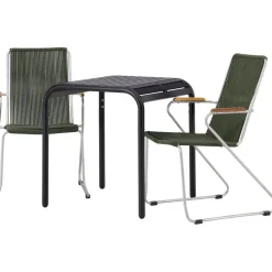 Parvekeryhmä Venture Home, 70x70cm musta Borneo-pöytä + 2 mustaa Bois-tuolia