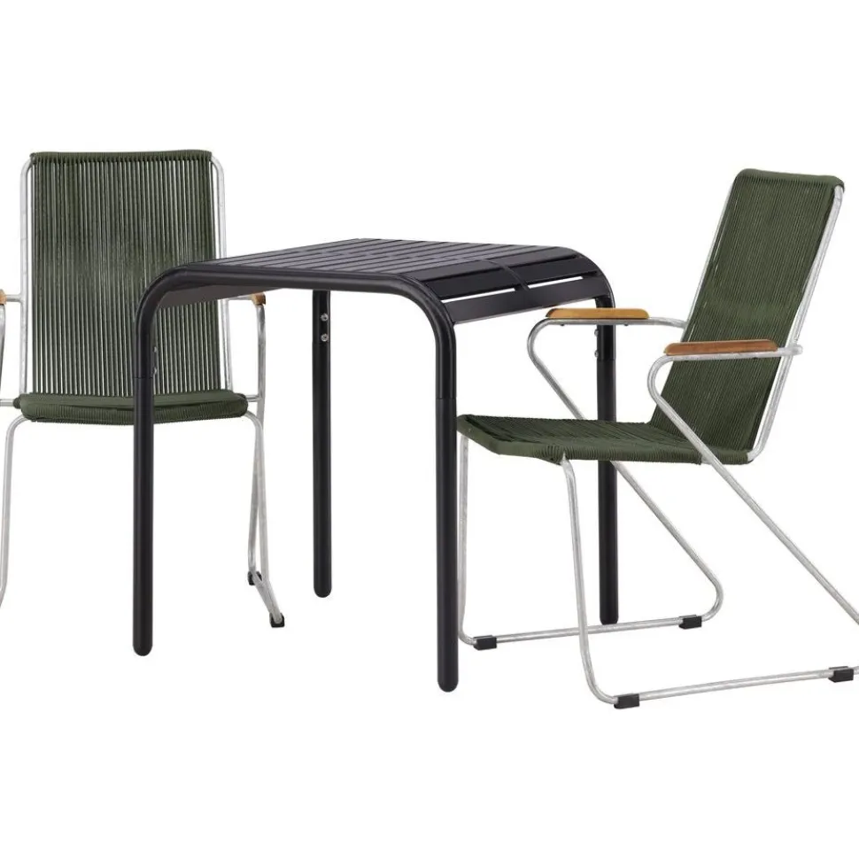 Parvekeryhmä Venture Home, 70x70cm musta Borneo-pöytä + 2 mustaa Bois-tuolia