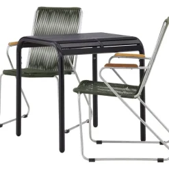 Parvekeryhmä Venture Home, 70x70cm musta Borneo-pöytä + 2 mustaa Bois-tuolia