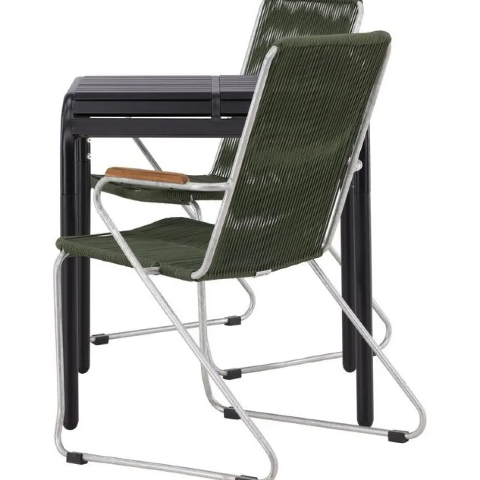 Parvekeryhmä Venture Home, 70x70cm musta Borneo-pöytä + 2 mustaa Bois-tuolia