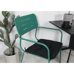 Parvekeryhmä Venture Home, 70x70cm Way-pöytä + 2 vihreää Nicke-tuolia