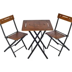 Parvekesetti Linento Garden Bistro Set 3, 2 tuolia + pöytä, kokoontaittuva, musta/pähkinä
