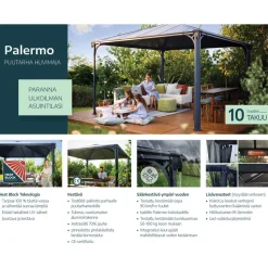 Paviljonki Palram-Canopia Palermo 4300 4,3 x 4,3 m 18,5 m² harmaa