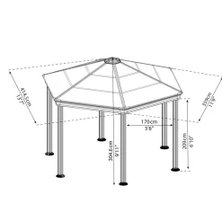 Paviljonki Palram-Canopia Roma 6-kulmainen 3,6 x 4, 2 m 14,9 m² harmaa