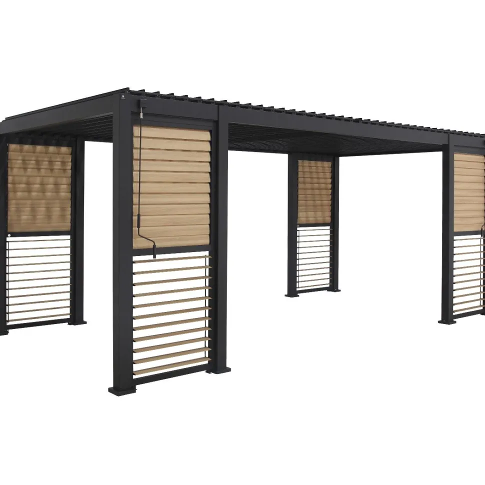 Pergola Home4You Mirador-111, säleikköseinillä 300x600cm, tummanharmaa