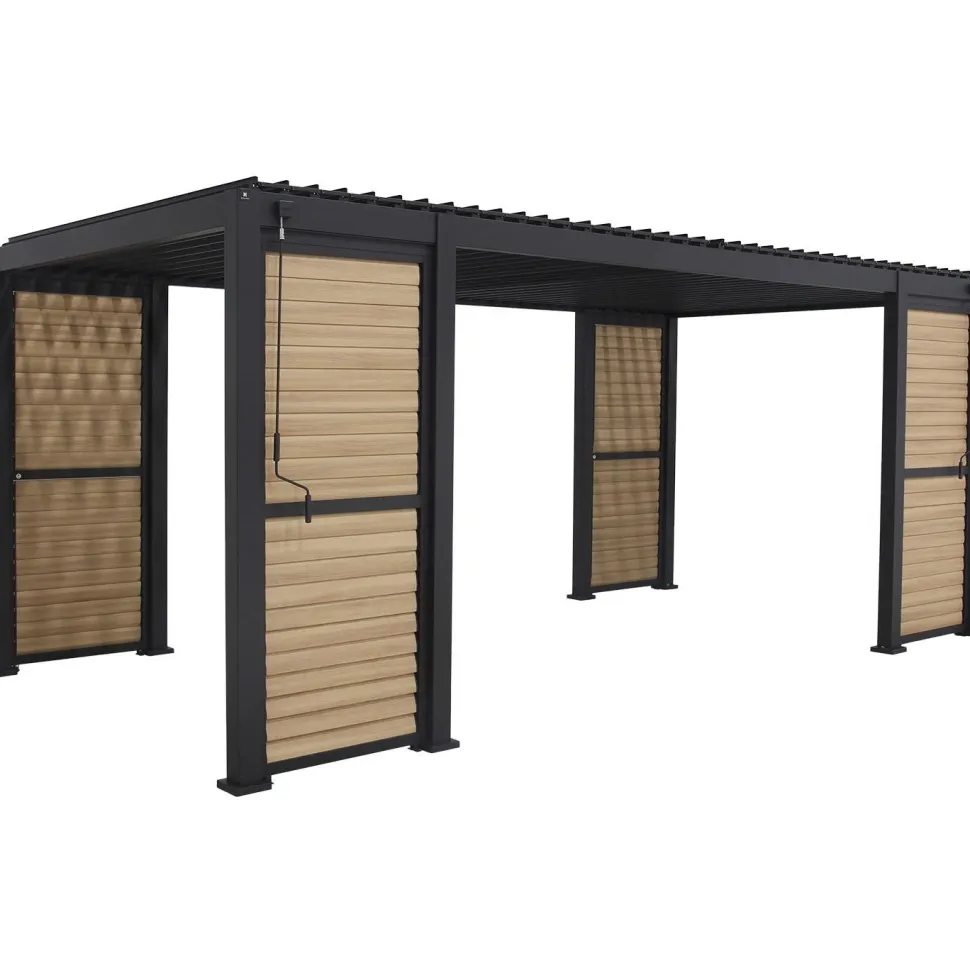 Pergola Home4You Mirador-111, säleikköseinillä 300x600cm, tummanharmaa