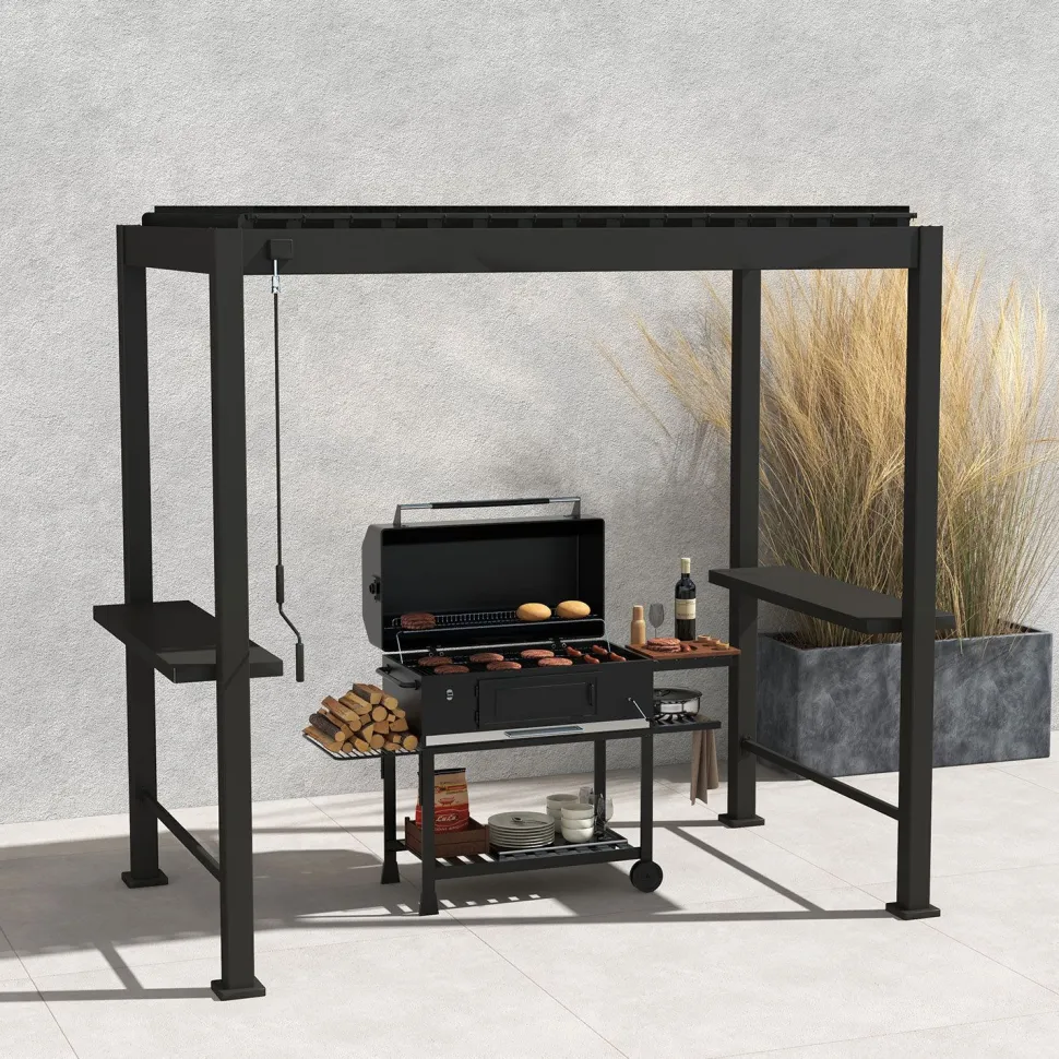 Pergolan säleikkötakaseinä Home4You Mirador BBQ, tummanharmaa