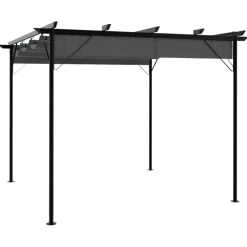 Pergola sisäänvedettävä katto antrasiitti 3x3 m teräs 180 g/m² (12226)