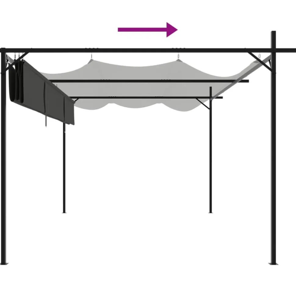 Pergola sisäänvedettävä katto antrasiitti 395x292x230 cm