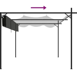 Pergola sisäänvedettävä katto antrasiitti 295x292x230 cm