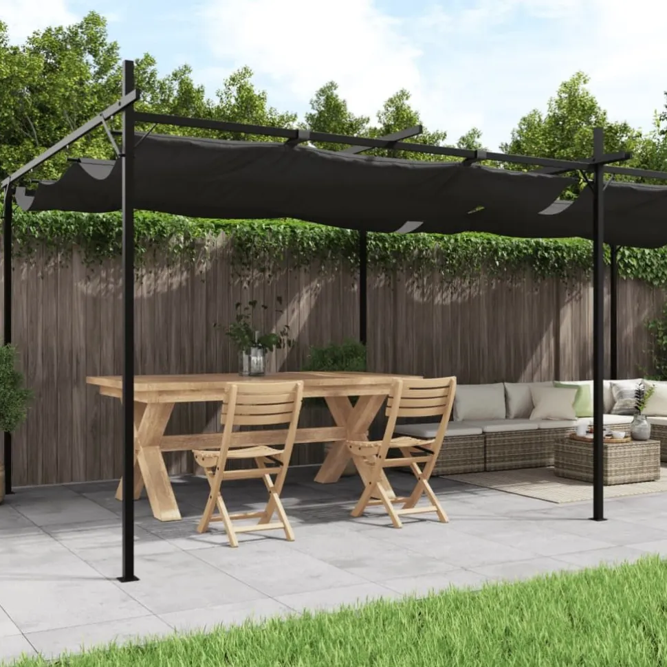 Pergola sisäänvedettävä katto antrasiitti 589x292x230 cm