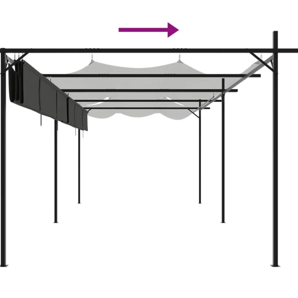Pergola sisäänvedettävä katto antrasiitti 589x292x230 cm