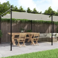 Pergola sisäänvedettävä katto kerma 589x292x230 cm