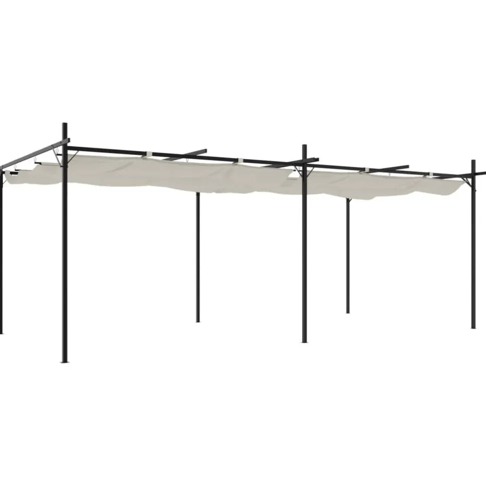 Pergola sisäänvedettävä katto kerma 589x292x230 cm