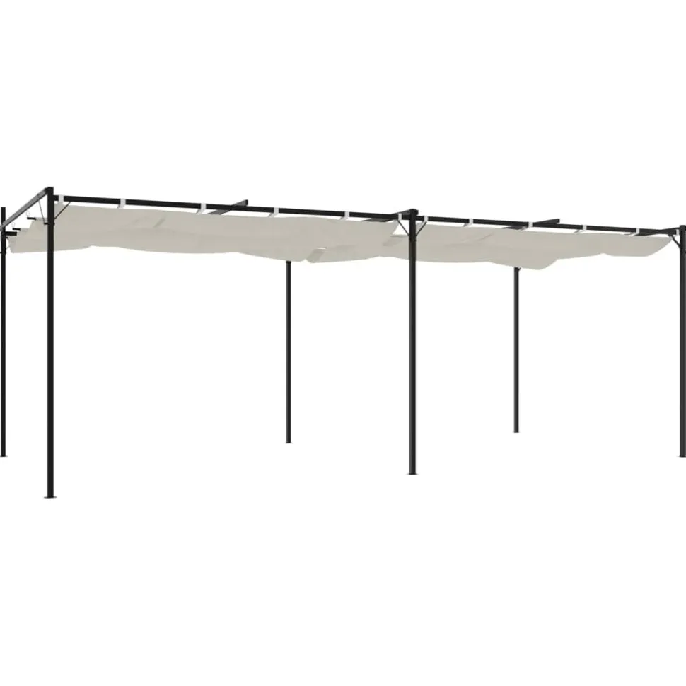 Pergola sisäänvedettävä katto kerma 589x292x230 cm